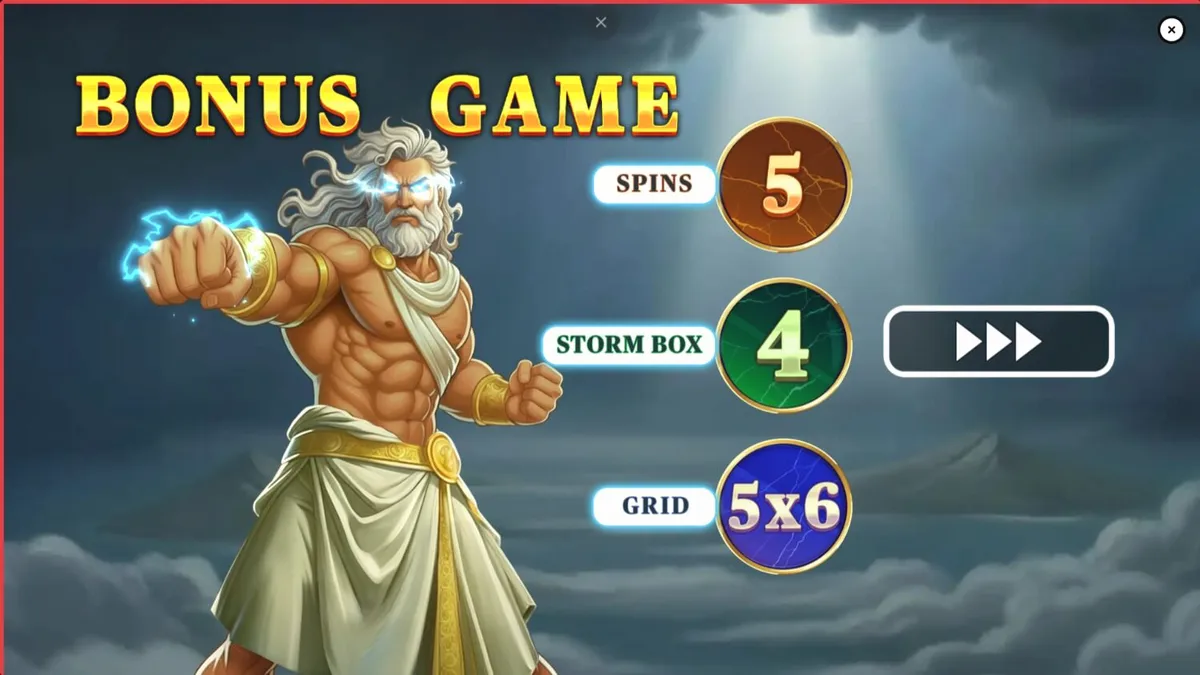 Tampilan visual slot Pots of Power: Zeus dengan latar belakang Olympus